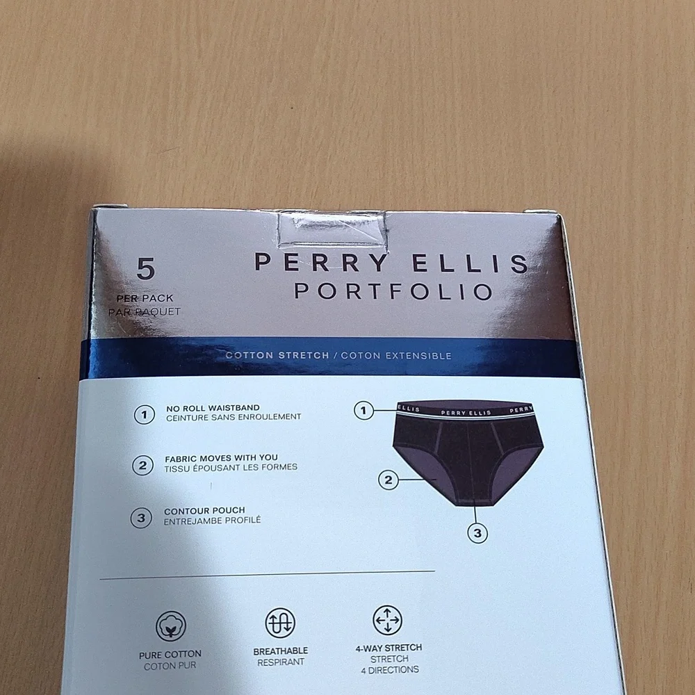 Perry Ellis Men's 5- Cotton Stretch Briefs Large (36-38) - Picture 4 of 6